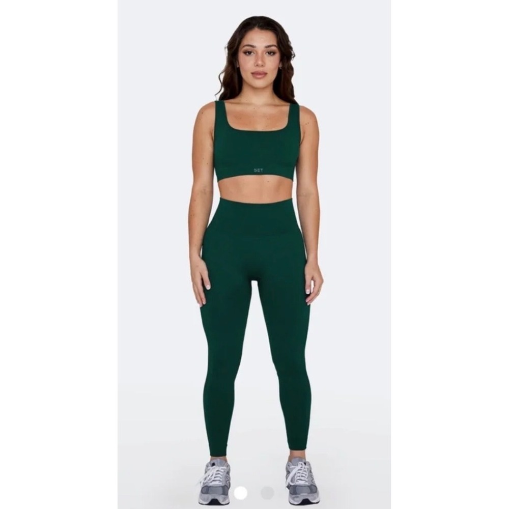 SET Active Sculptflex Seamless Leggings Forest Green High Waisted Small